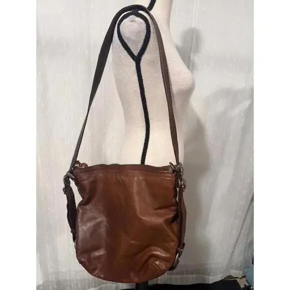 VTG GENUINE LEATHER ROUGH AND TUMBLE NATASHA DURHAM SHOULDER BAG BROWN CHEETAH - Picture 2 of 9